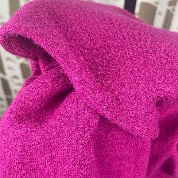 Maison Jules Fuschia Pink Stretch Fitted Sweater w Tweed Sparkly Collar sz M - Picture 10 of 11